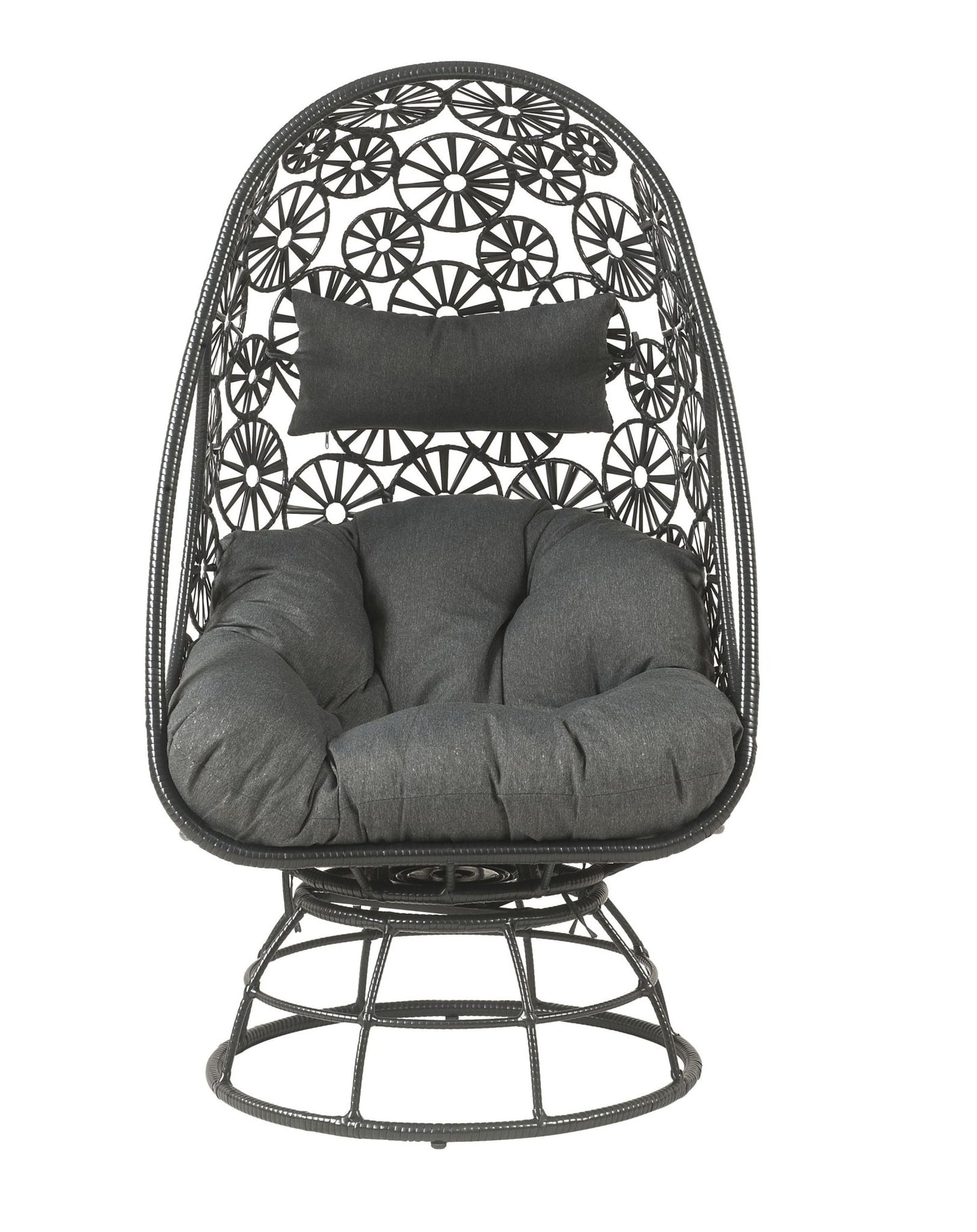 Hikre Clear Glass, Charcoal Fabric & Black Wicker Patio Lounge Chair & Side Table - 1st Choice Furniture Direct