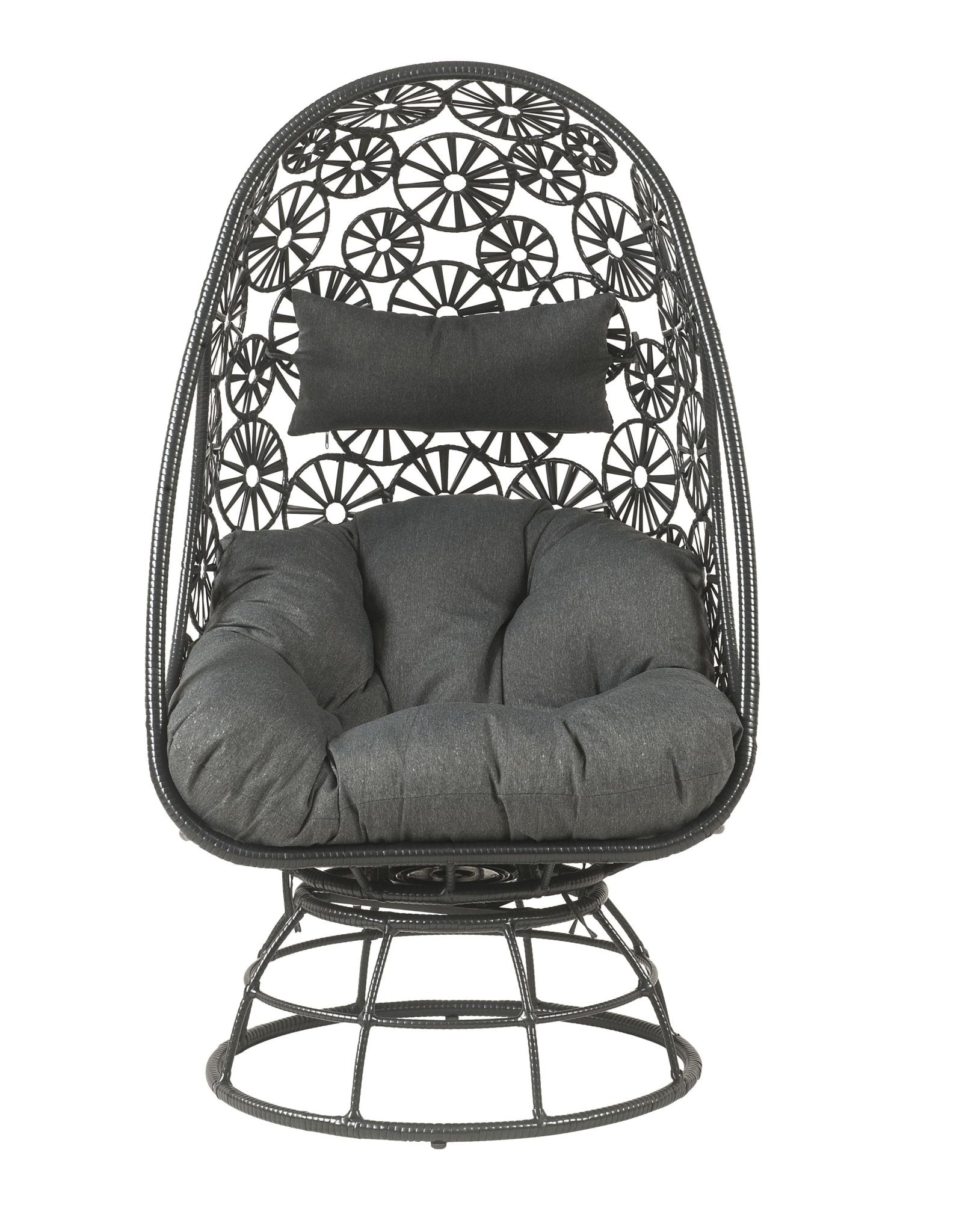 Hikre Clear Glass, Charcoal Fabric & Black Wicker Patio Lounge Chair & Side Table - 1st Choice Furniture Direct