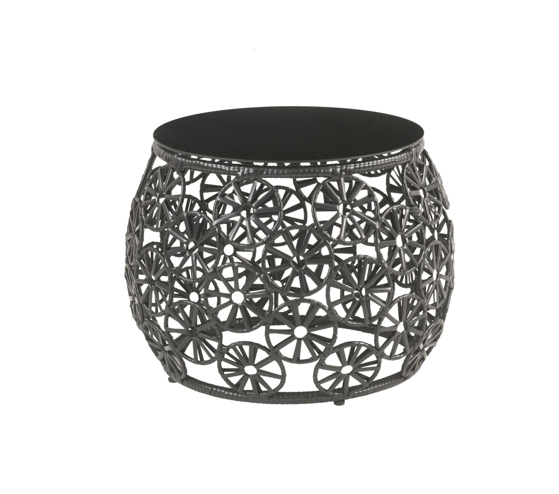 Hikre Clear Glass, Charcoal Fabric & Black Wicker Patio Lounge Chair & Side Table - 1st Choice Furniture Direct