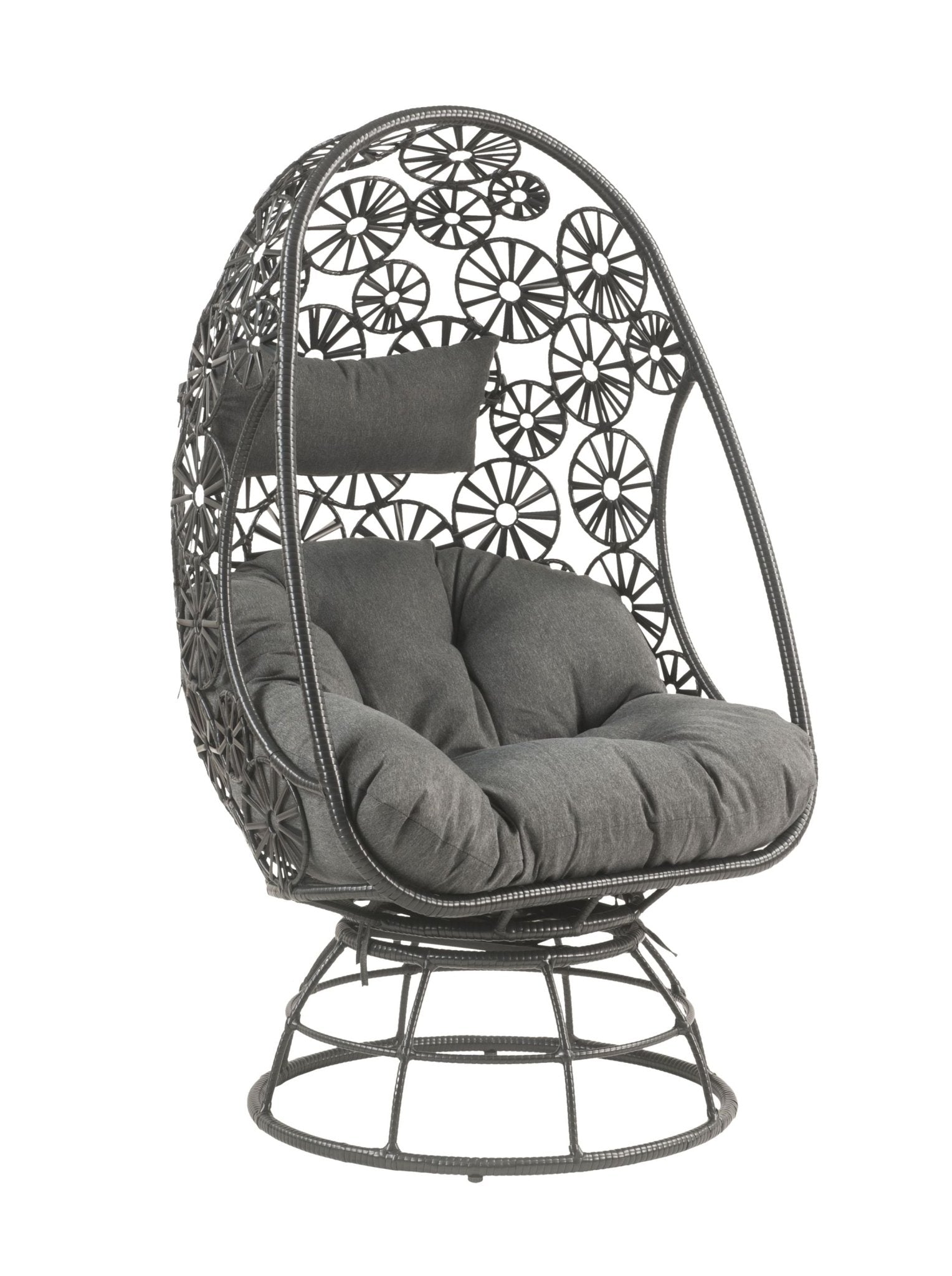 Hikre Clear Glass, Charcoal Fabric & Black Wicker Patio Lounge Chair & Side Table - 1st Choice Furniture Direct