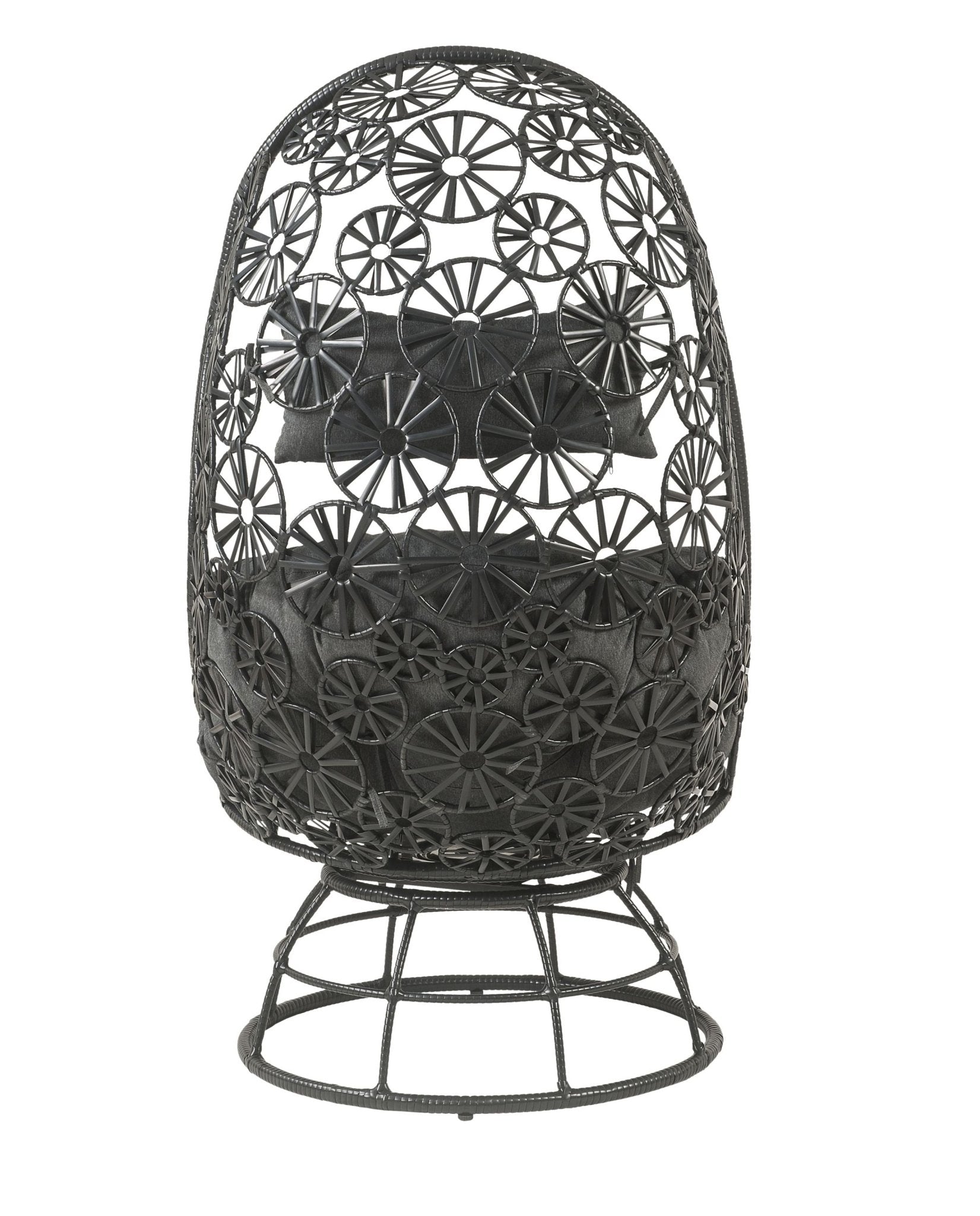 Hikre Clear Glass, Charcoal Fabric & Black Wicker Patio Lounge Chair & Side Table - 1st Choice Furniture Direct