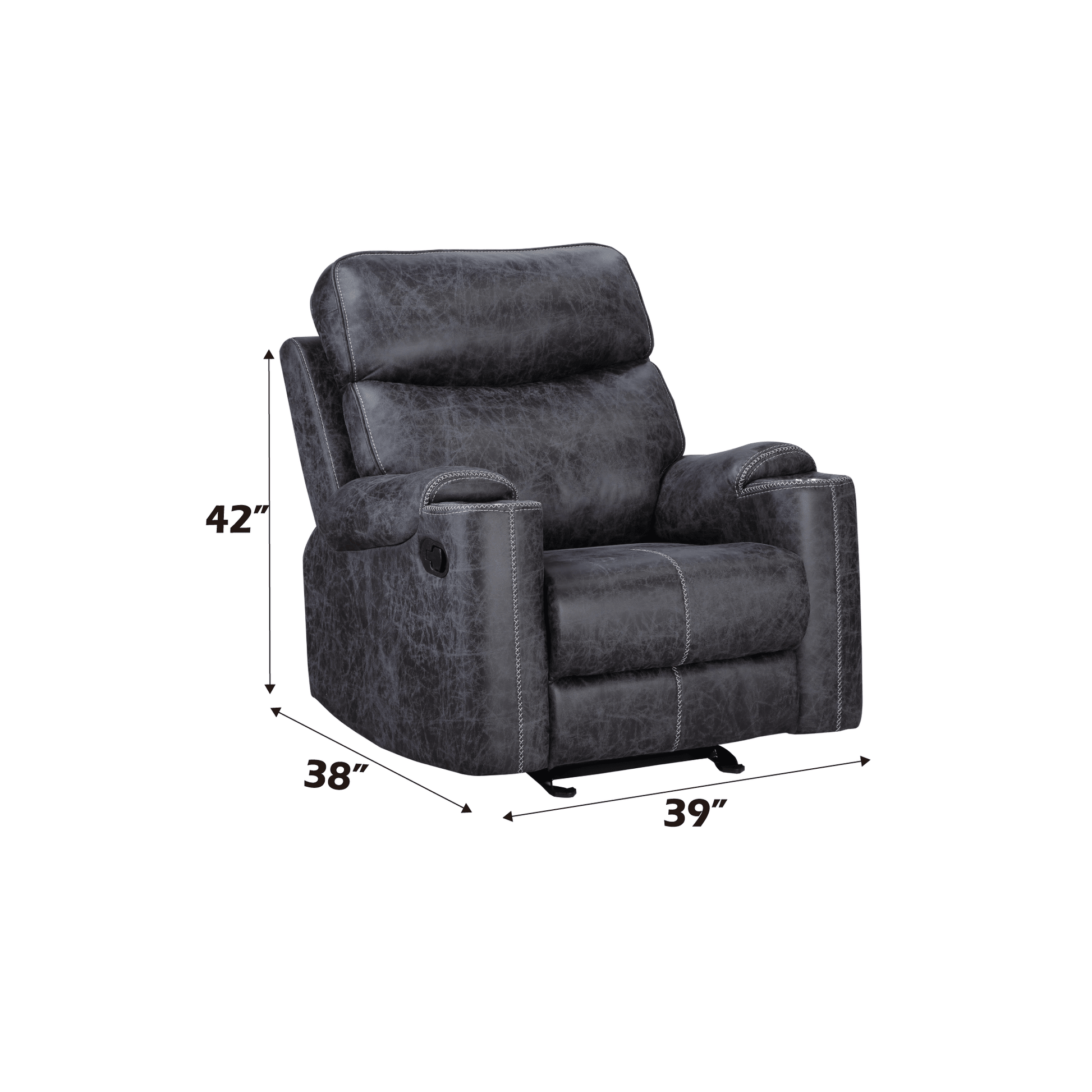 Hirah Dark Gray Microfiber Manual Recliner Chair with Cupholder Function - 1st Choice Furniture Direct