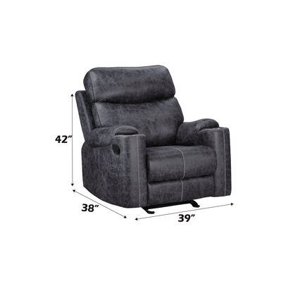 Hirah Dark Gray Microfiber Manual Recliner Chair with Cupholder Function - 1st Choice Furniture Direct
