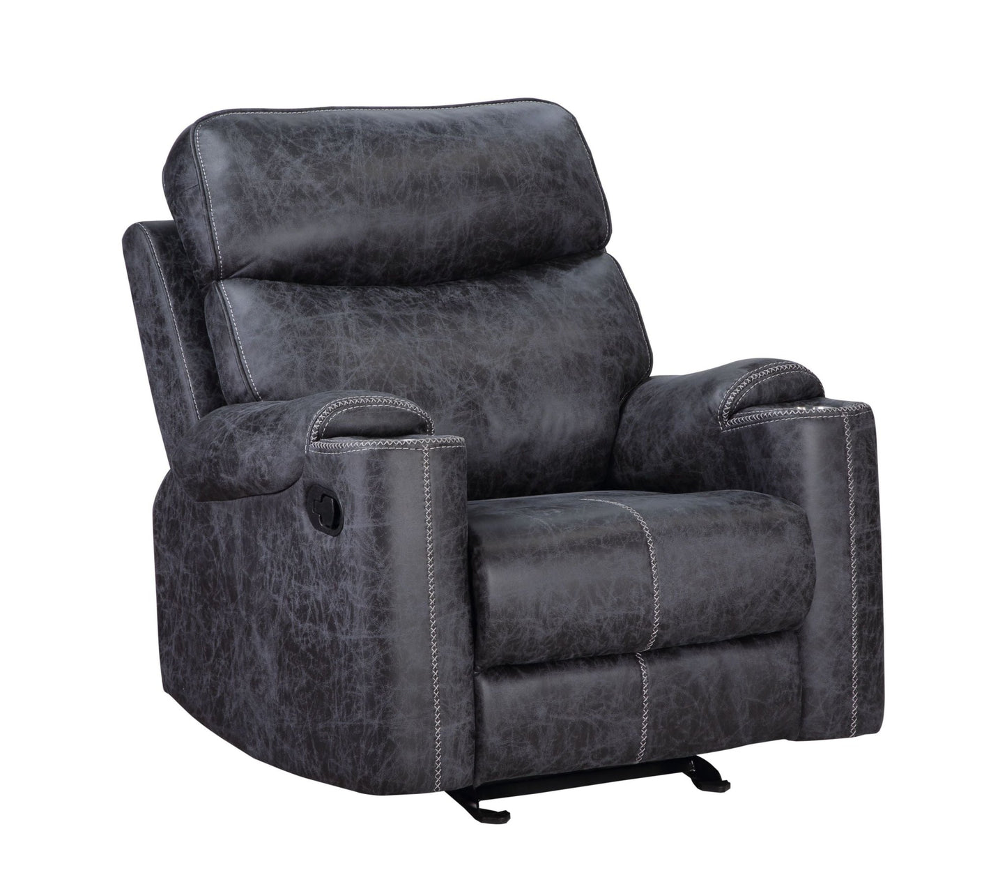 Hirah Dark Gray Microfiber Manual Recliner Chair with Cupholder Function - 1st Choice Furniture Direct