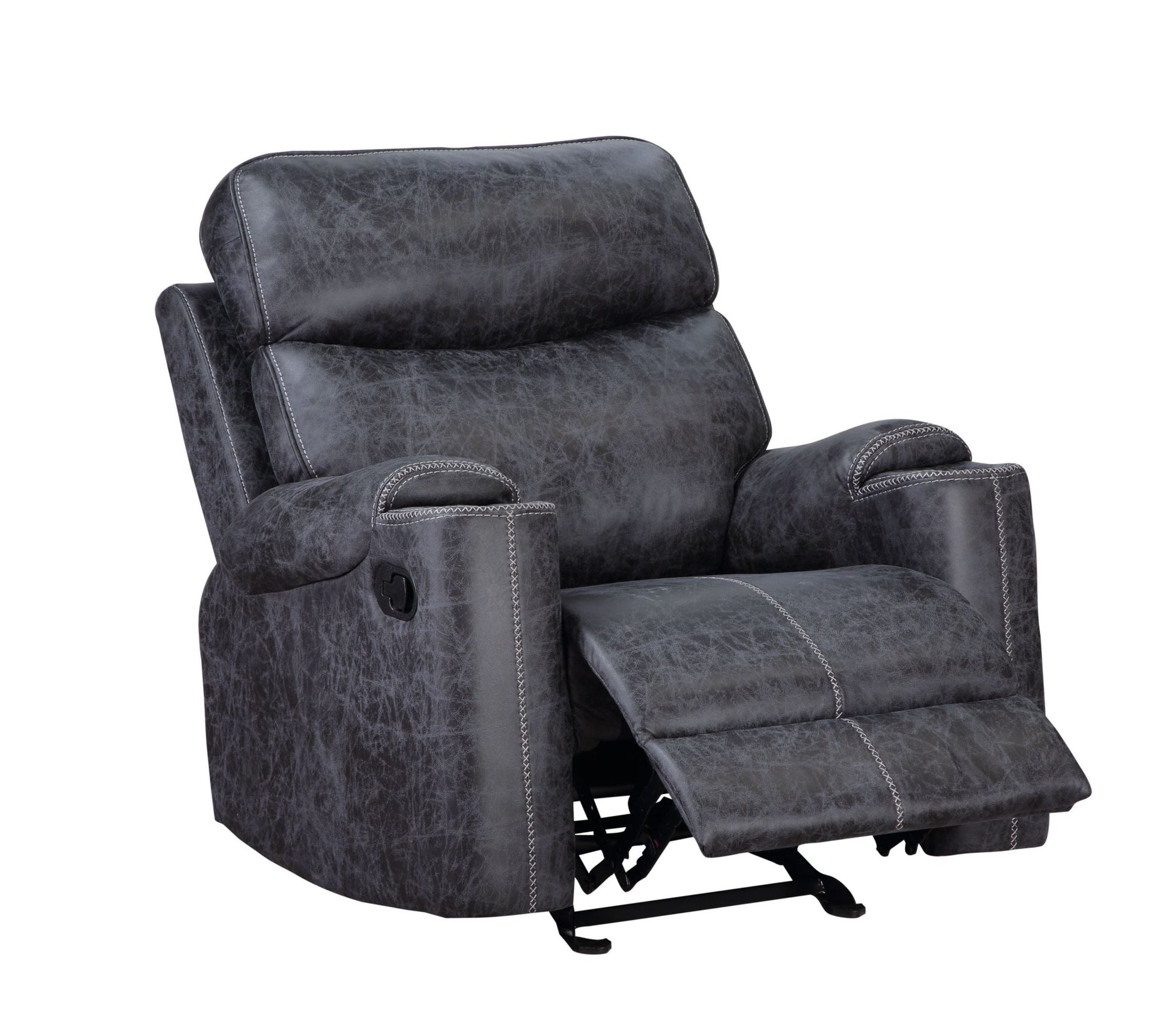 Hirah Dark Gray Microfiber Manual Recliner Chair with Cupholder Function - 1st Choice Furniture Direct