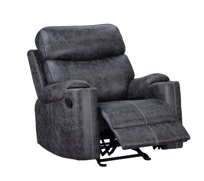 Hirah Dark Gray Microfiber Manual Recliner Chair with Cupholder Function - 1st Choice Furniture Direct