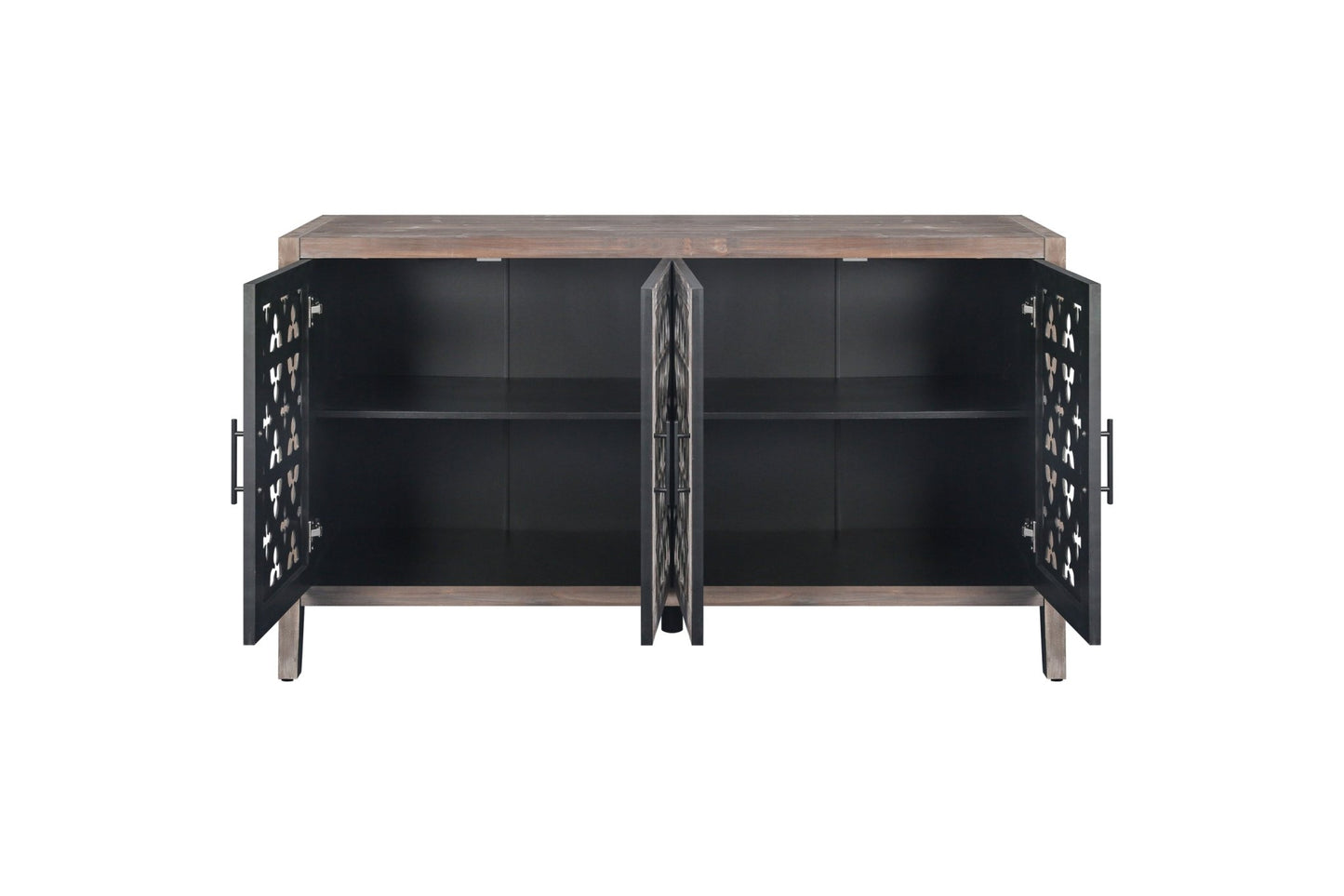 Hollow Four Door Antique Cabinet, American Country Style, Suitable for Living Room, TV Cabinet, Kitchen (Brown) - 1st Choice Furniture Direct