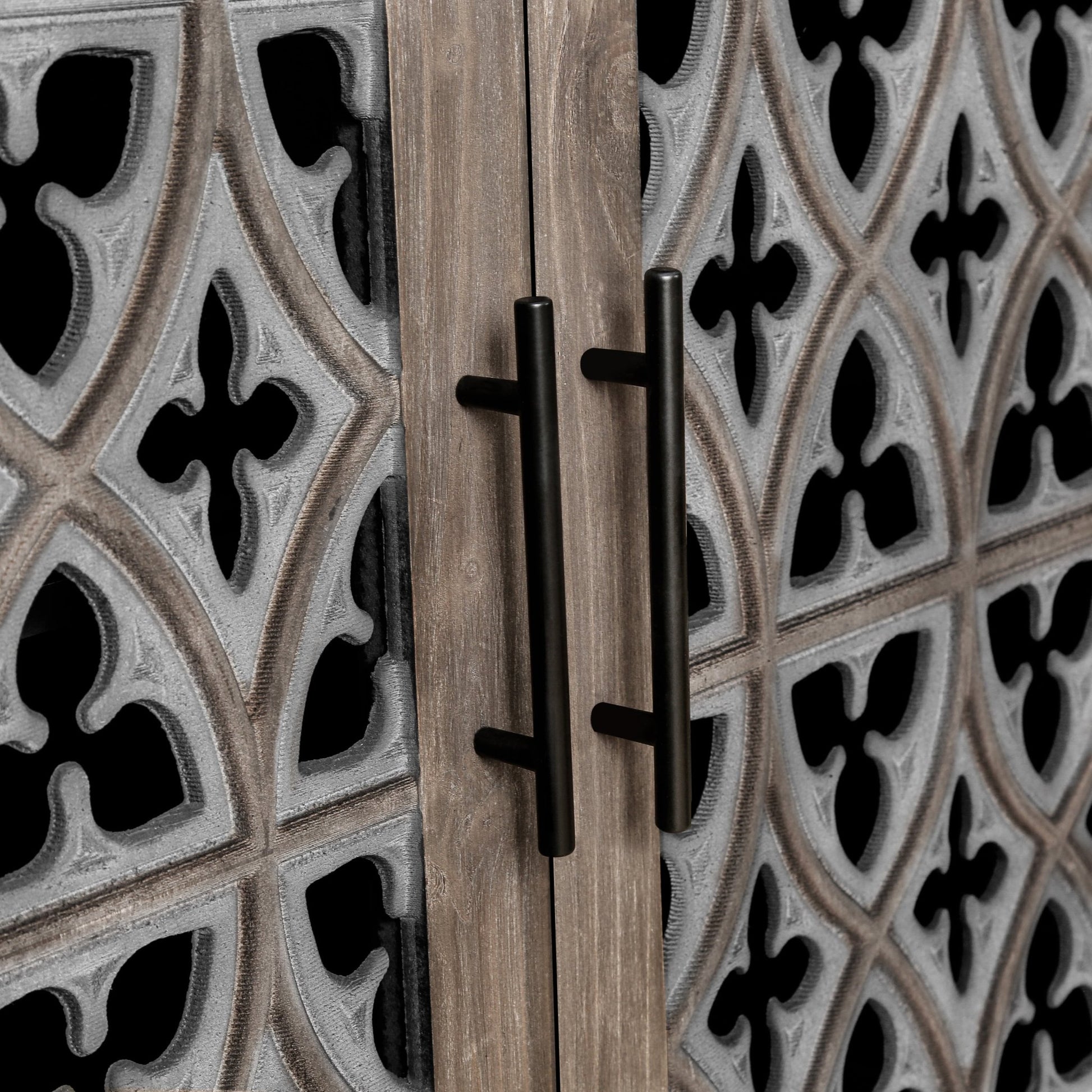 Hollow Four Door Antique Cabinet, American Country Style, Suitable for Living Room, TV Cabinet, Kitchen (Brown) - 1st Choice Furniture Direct