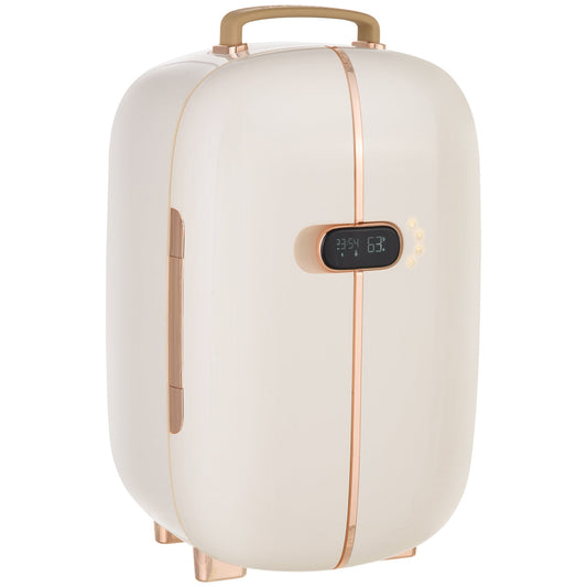 HOMCOM Portable Skincare Fridge with LED Display, 12L Mini Fridge for Beauty, Makeup and Cosmetics, Small Refrigerator Cooler for Bedroom, Home Office, Desktop, White - 1st Choice Furniture Direct
