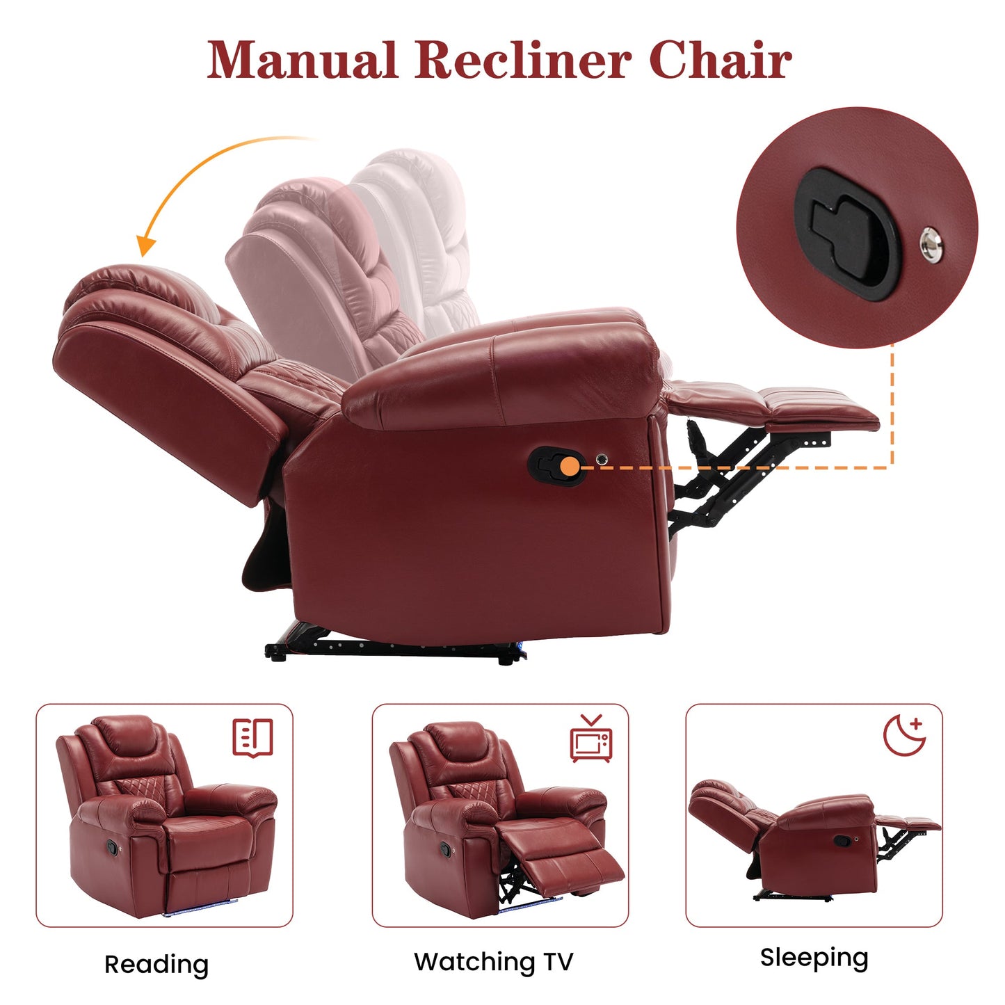 Home Theater Manual Recliner Loveseat with Storage, Cup Holders, LED, Wine Red Faux Leather, 73.2'' - 1st Choice Furniture Direct