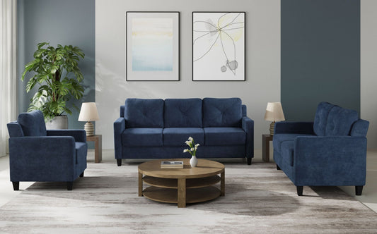 Horatio Navy Chenille 3PCS Living Room Set - 1st Choice Furniture Direct