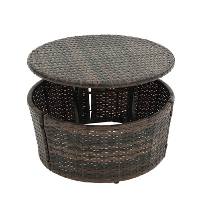 Hot Sale KD Rattan Round Lounge With Canopy Bali Canopy Bed Outdoor, Wicker Outdoor Sofa Bed with lift coffee table - 1st Choice Furniture Direct