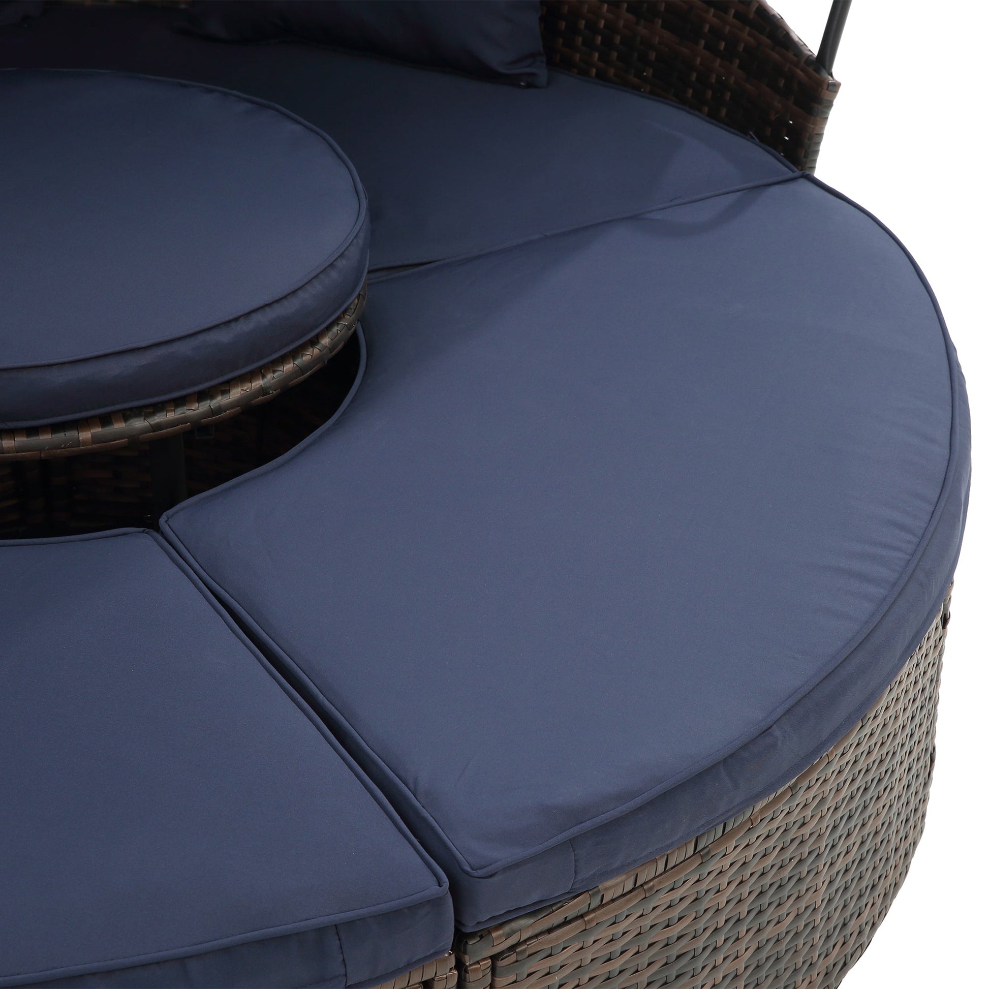 Hot Sale KD Rattan Round Lounge With Canopy Bali Canopy Bed Outdoor, Wicker Outdoor Sofa Bed with lift coffee table - 1st Choice Furniture Direct