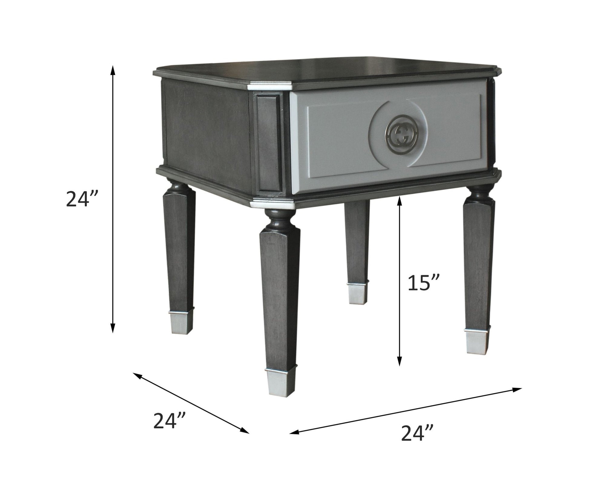 House Beatrice Charcoal & Light Gray Finish End Table - 1st Choice Furniture Direct