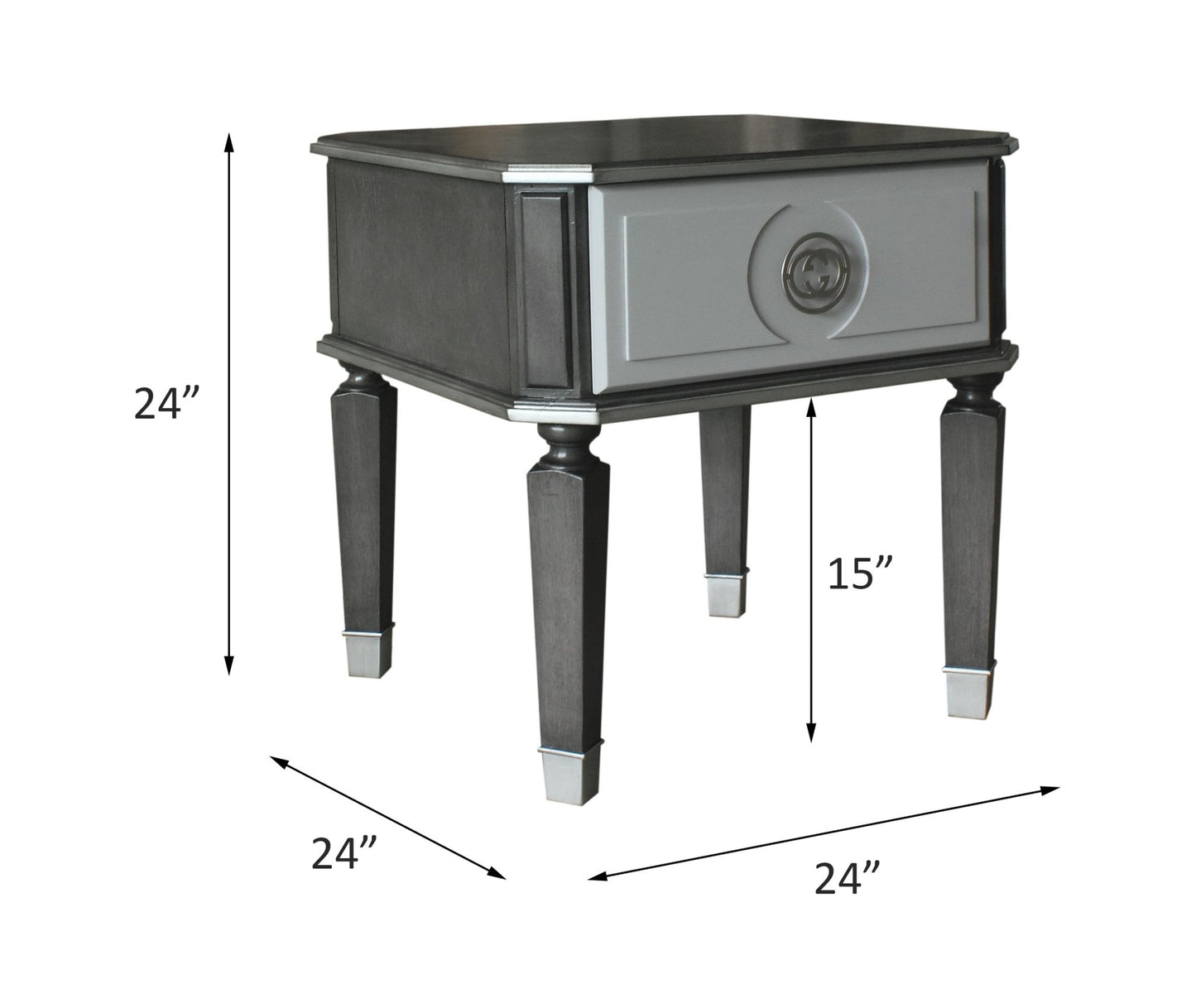 House Beatrice Charcoal & Light Gray Finish End Table - 1st Choice Furniture Direct