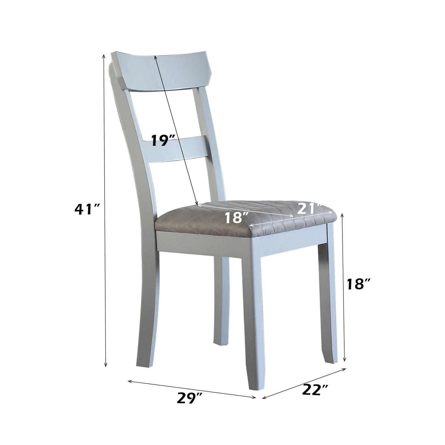 House Marchese Two Tone Gray Fabric & Pearl Gray Finish Side Chair (Set of 2) - 1st Choice Furniture Direct