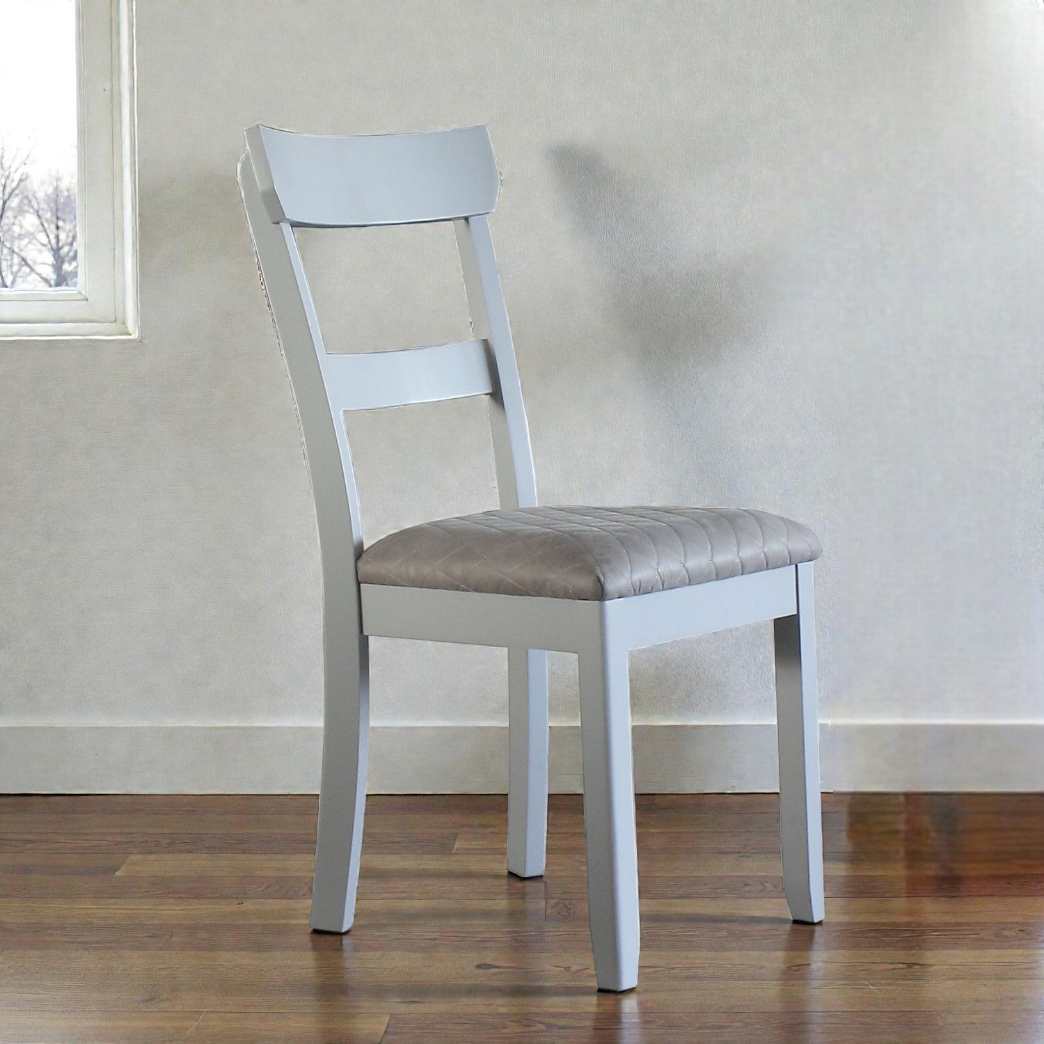 House Marchese Two Tone Gray Fabric & Pearl Gray Finish Side Chair (Set of 2) - 1st Choice Furniture Direct