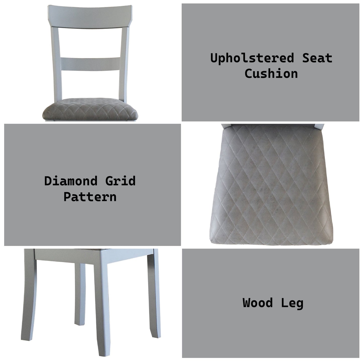 House Marchese Two Tone Gray Fabric & Pearl Gray Finish Side Chair (Set of 2) - 1st Choice Furniture Direct