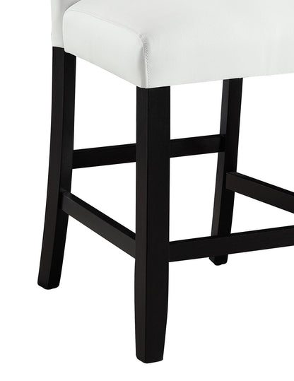 Hussein White Synthetic Leather & Black Finish Counter Height Chair (Set of 2) - 1st Choice Furniture Direct