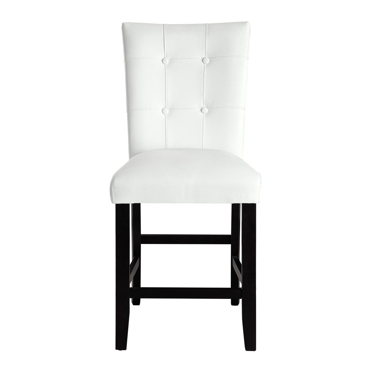 Hussein White Synthetic Leather & Black Finish Counter Height Chair (Set of 2) - 1st Choice Furniture Direct