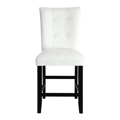 Hussein White Synthetic Leather & Black Finish Counter Height Chair (Set of 2) - 1st Choice Furniture Direct