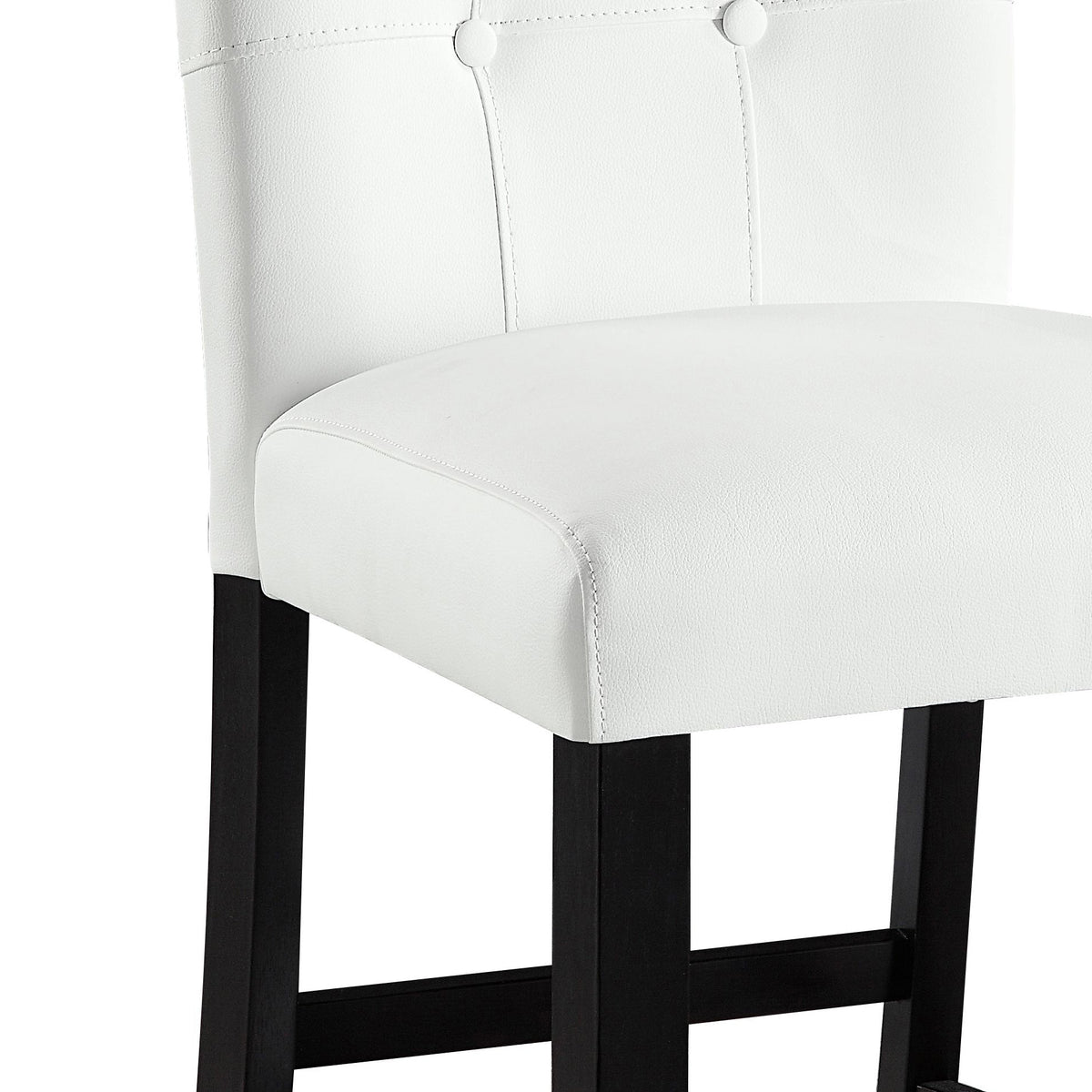 Hussein White Synthetic Leather & Black Finish Counter Height Chair (Set of 2) - 1st Choice Furniture Direct