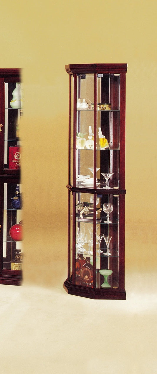 Huxley Cherry Finish Curio Cabinet (Corner) - 1st Choice Furniture Direct