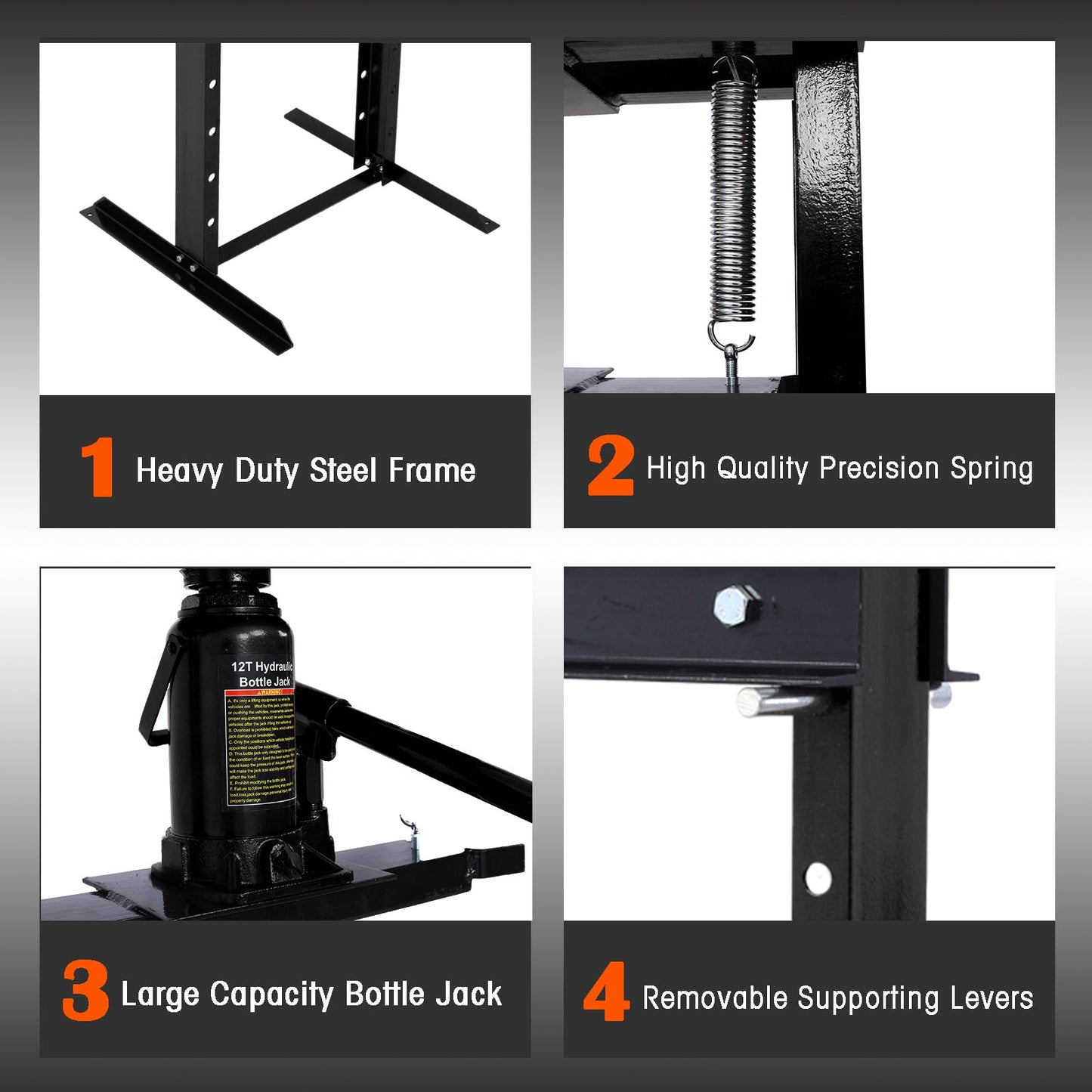 Hydraulic Shop Press ,12 - Ton Capacity , Floor Mount ,with Press Plates, H - Frame Garage Floor Press, Adjustable Working Table Height,black - 1st Choice Furniture Direct