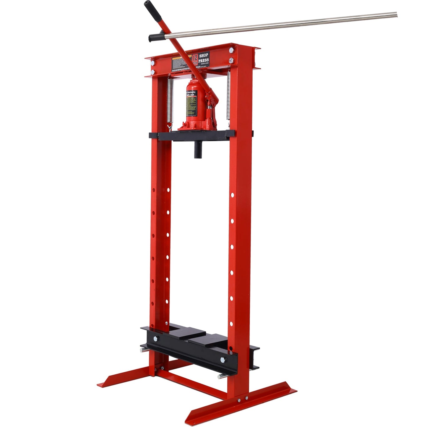 Hydraulic Shop Press ,12 - Ton Capacity , Floor Mount ,with Press Plates, H - Frame Garage Floor Press, Adjustable Working Table Height,red - 1st Choice Furniture Direct
