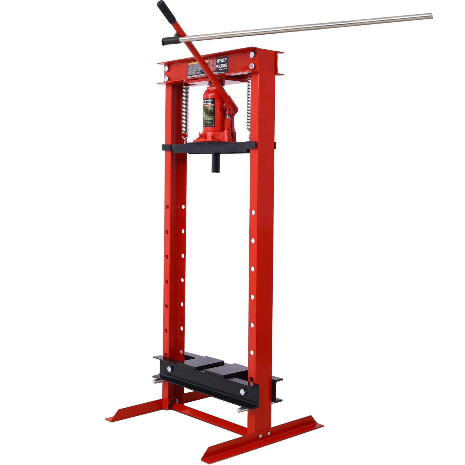 Hydraulic Shop Press ,12 - Ton Capacity , Floor Mount ,with Press Plates, H - Frame Garage Floor Press, Adjustable Working Table Height,red - 1st Choice Furniture Direct