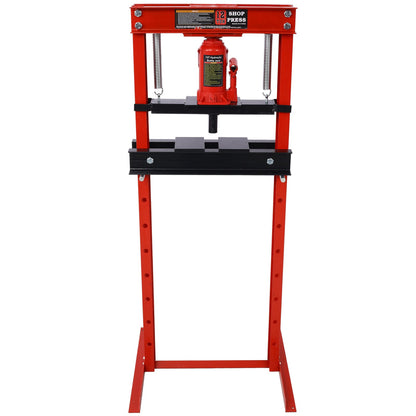 Hydraulic Shop Press ,12 - Ton Capacity , Floor Mount ,with Press Plates, H - Frame Garage Floor Press, Adjustable Working Table Height,red - 1st Choice Furniture Direct