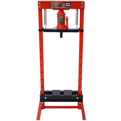 Hydraulic Shop Press ,12 - Ton Capacity , Floor Mount ,with Press Plates, H - Frame Garage Floor Press, Adjustable Working Table Height,red - 1st Choice Furniture Direct