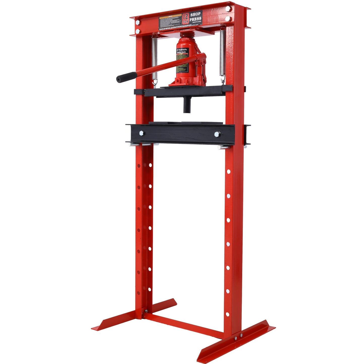 Hydraulic Shop Press ,12 - Ton Capacity , Floor Mount ,with Press Plates, H - Frame Garage Floor Press, Adjustable Working Table Height,red - 1st Choice Furniture Direct
