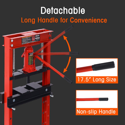 Hydraulic Shop Press ,12 - Ton Capacity , Floor Mount ,with Press Plates, H - Frame Garage Floor Press, Adjustable Working Table Height,red - 1st Choice Furniture Direct