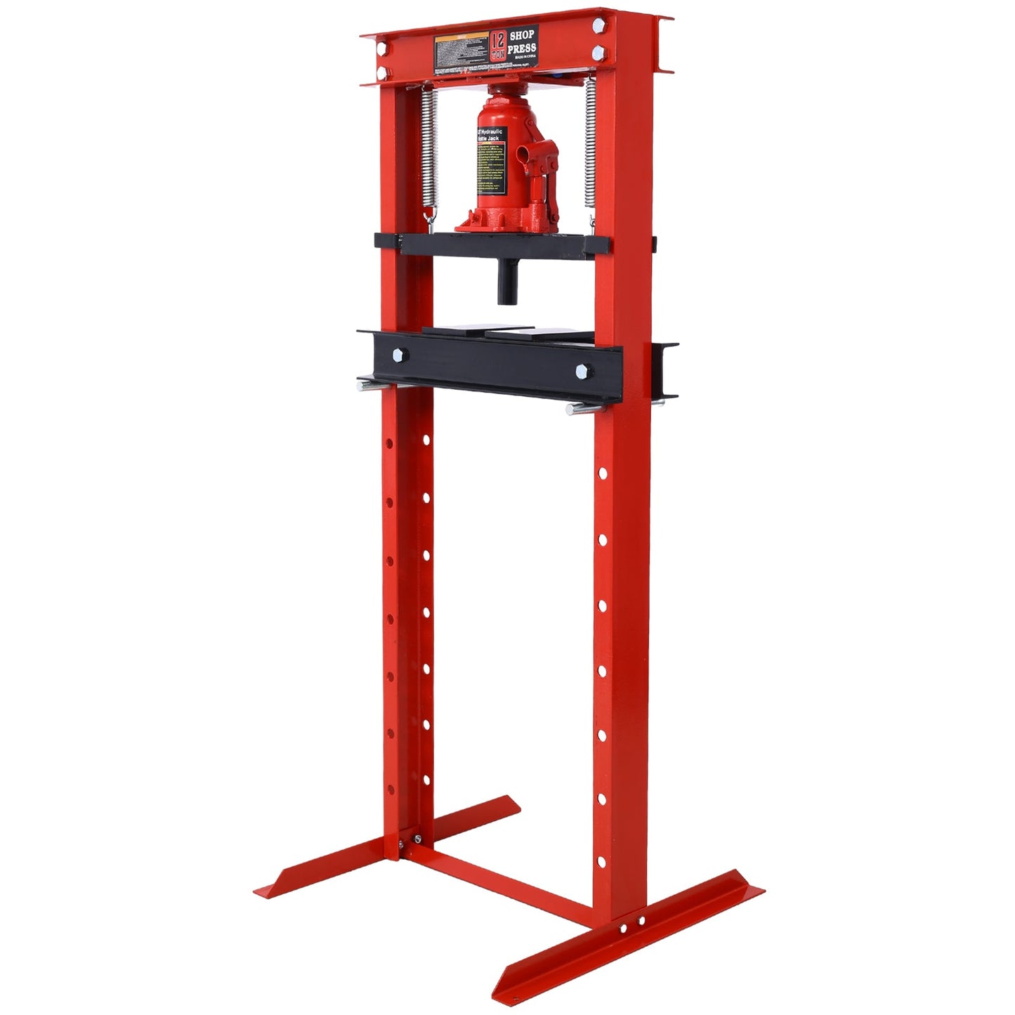 Hydraulic Shop Press ,12 - Ton Capacity , Floor Mount ,with Press Plates, H - Frame Garage Floor Press, Adjustable Working Table Height,red - 1st Choice Furniture Direct