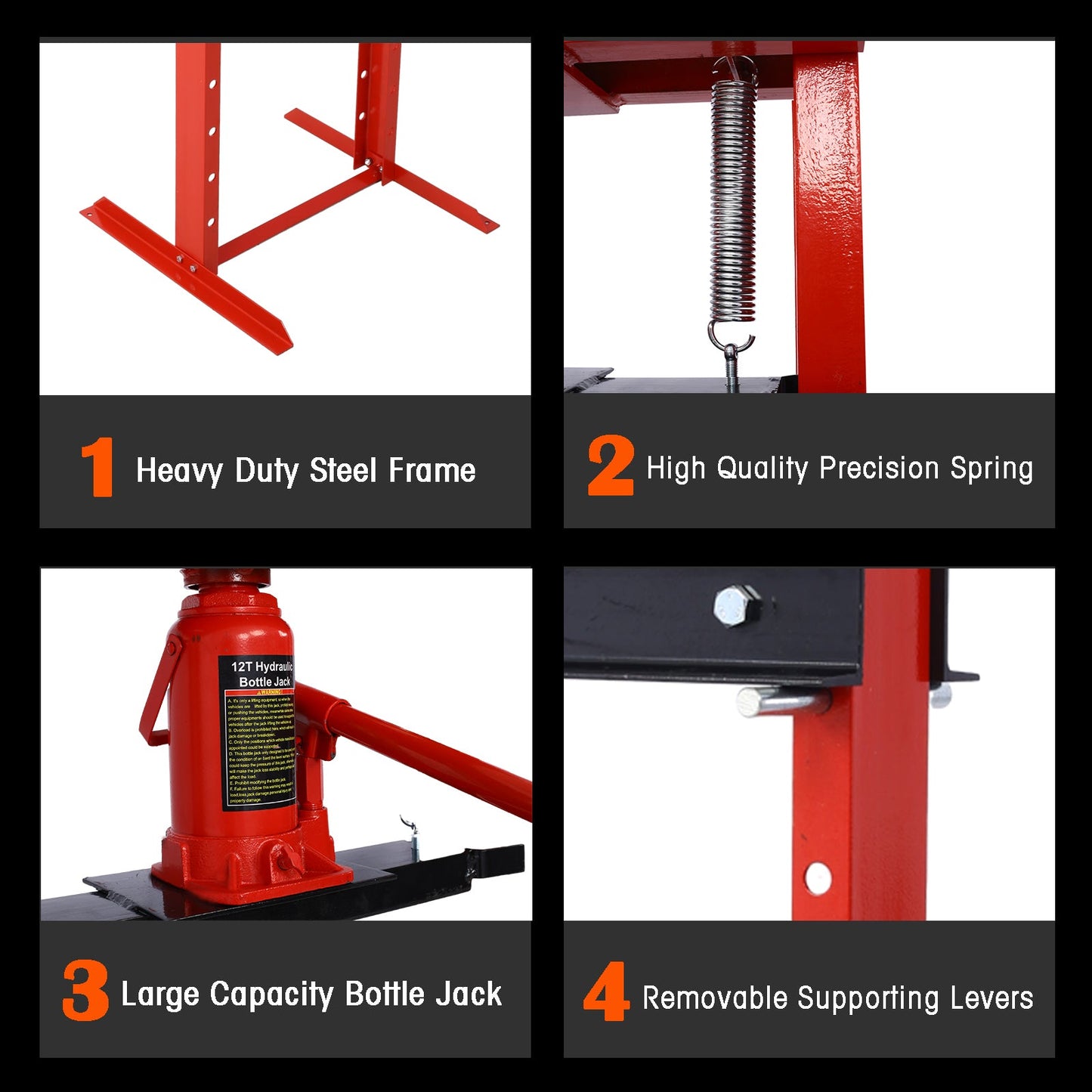 Hydraulic Shop Press ,12 - Ton Capacity , Floor Mount ,with Press Plates, H - Frame Garage Floor Press, Adjustable Working Table Height,red - 1st Choice Furniture Direct