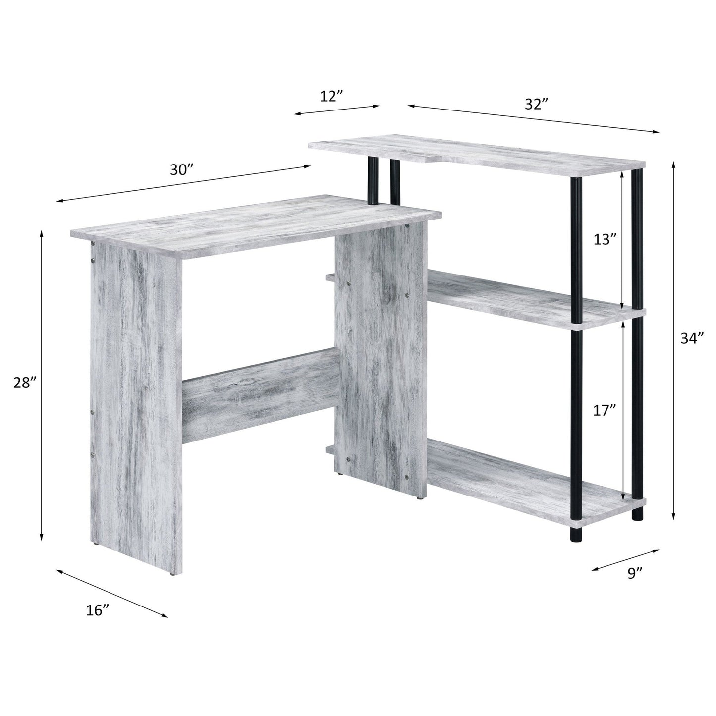 Ievi Antique White & Black Finish Writing Desk - 1st Choice Furniture Direct