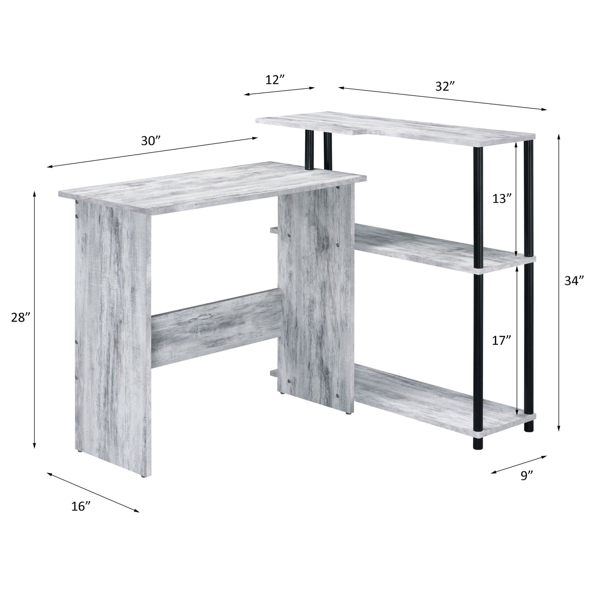 Ievi Antique White & Black Finish Writing Desk - 1st Choice Furniture Direct