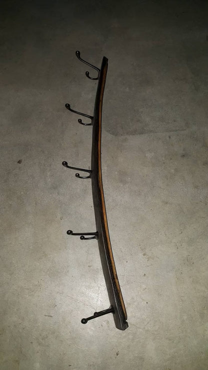 Reclaimed Whiskey Barrel Stave Coat Rack with 5 Hooks