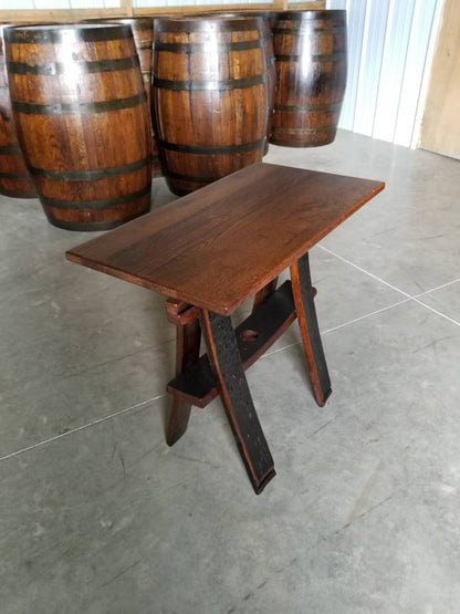 Whiskey Barrel Stave End Table | Handcrafted White Oak Rustic Accent Table