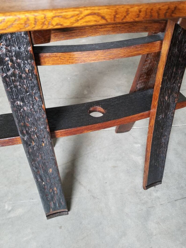 Whiskey Barrel Stave End Table | Handcrafted White Oak Rustic Accent Table
