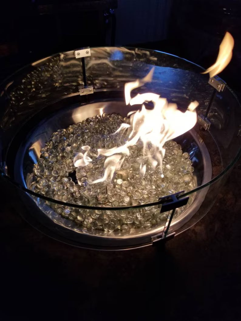 Whiskey Barrel Fire Pit Table with Concrete Top – 44” Outdoor Propane Fire Table