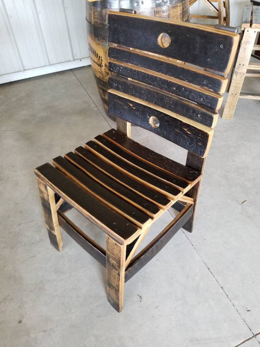 Whiskey Barrel Stave Dining Chair – Rustic White Oak Reclaimed Wood Chair