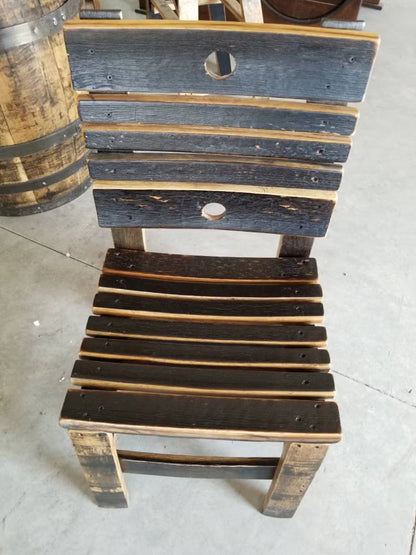 Whiskey Barrel Stave Dining Chair – Rustic White Oak Reclaimed Wood Chair