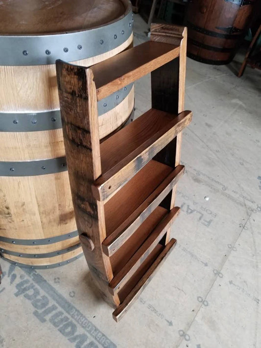 Whiskey Barrel Stave Spice Rack & Display Shelf | Rustic Wall Storage Made in USA