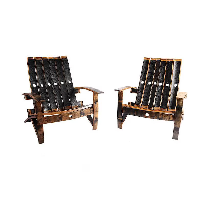 Whiskey Barrel Stave Adirondack Chair – Rustic Outdoor Seating
