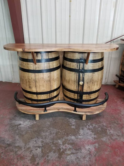 Whiskey Barrel Bar: Burnt Hickory Top, Authentic Kentucky Bourbon Barrels