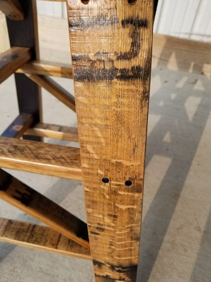 Handmade Whiskey Barrel Bar Stool – Rustic Reclaimed Barrel Stave Stool