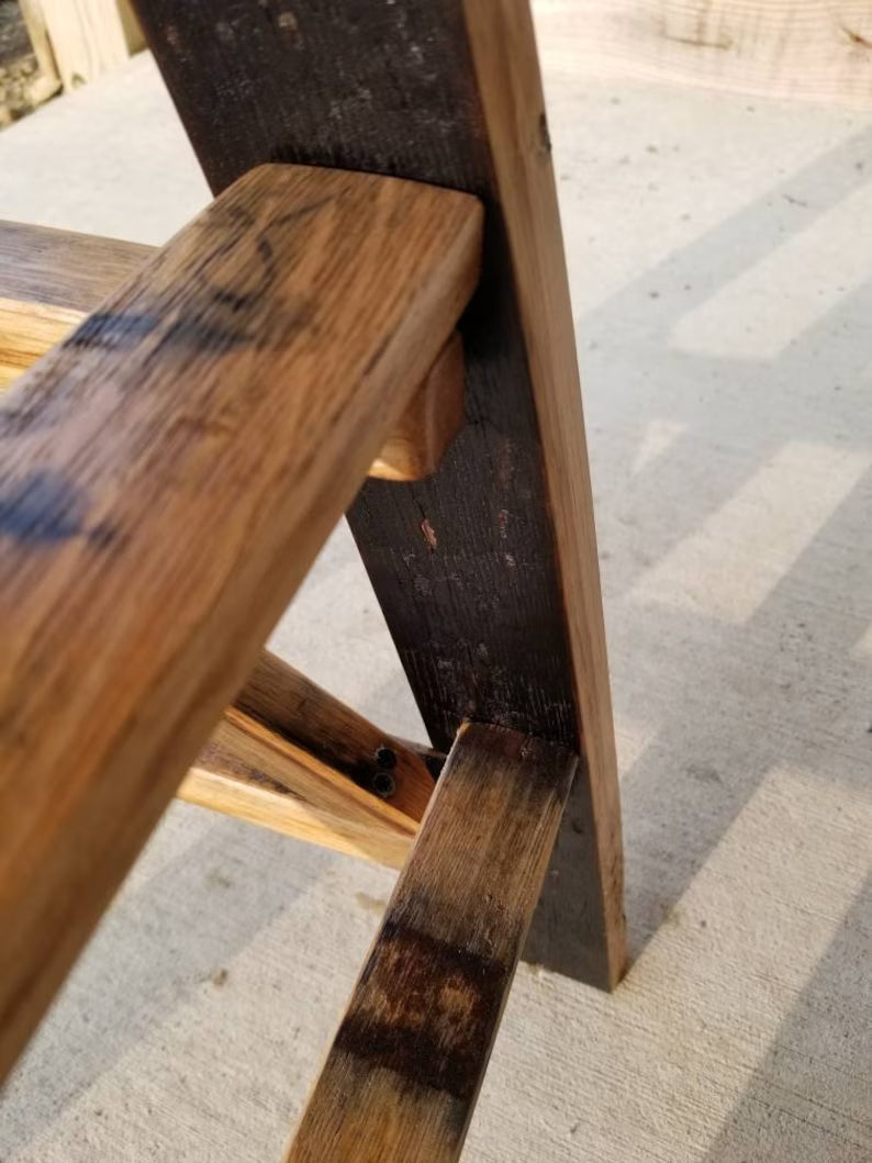 Handmade Whiskey Barrel Bar Stool – Rustic Reclaimed Barrel Stave Stool