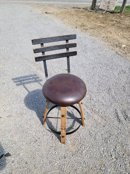 Handcrafted Whiskey Barrel Stave Bar Stool | Rustic Pub Seating